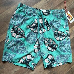 Free Planet Green Blue White Tropical Shorts 7" inseam Men's S 30 new NWT